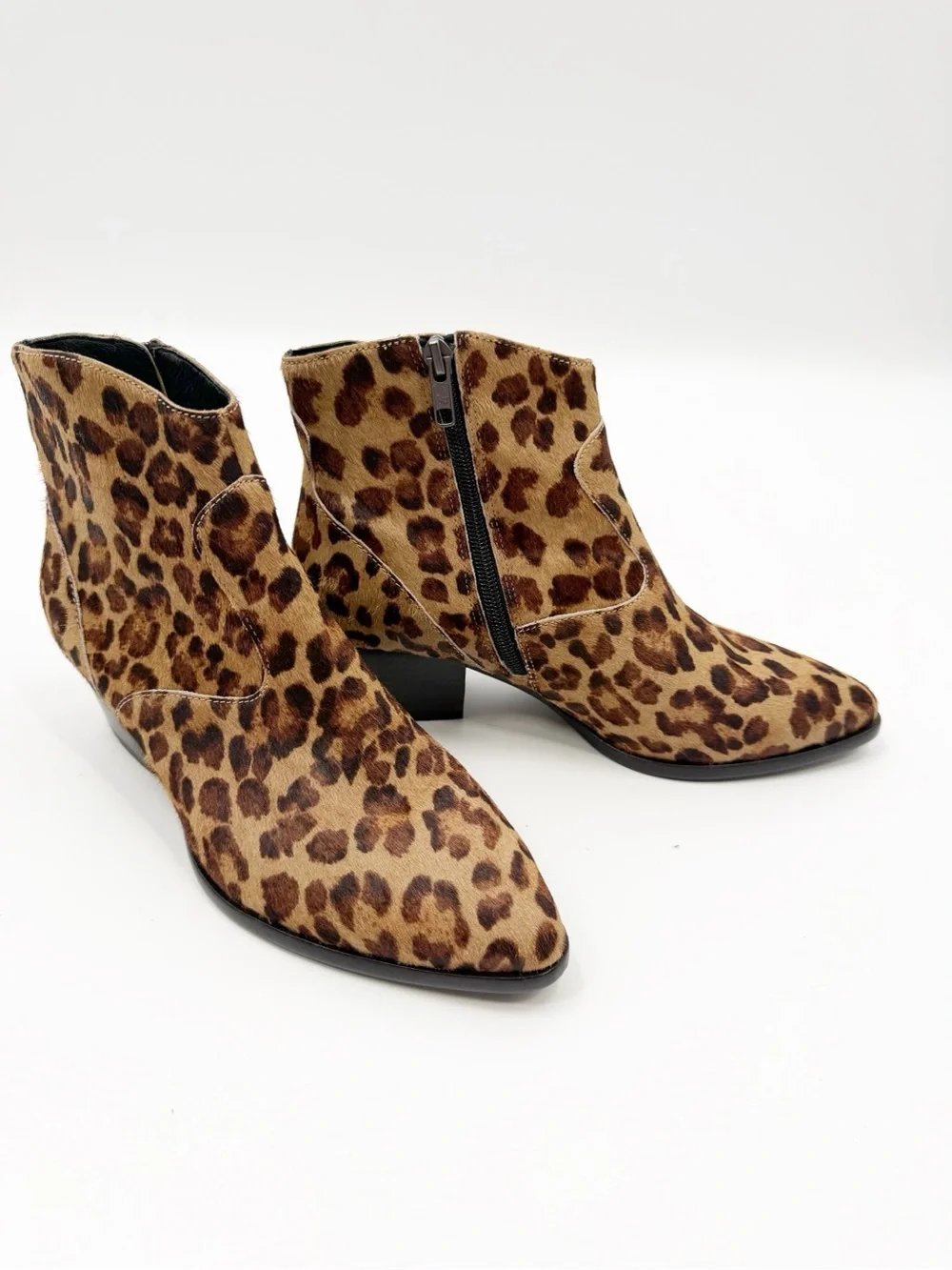 Ash Henna Leopard Print Cow Hair Leather Booties